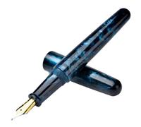 PURYN Pluma estilográfica de resina acrílica, color azul y negro, tamaño grande, EF/F/M, hermosa pluma de tinta de regalo de lujo para oficina, escuela de negocios (EF 0,38 mm)