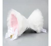 PurYupearl 2 horquillas para el pelo de orejas de gato rosas y blancas, horquillas para el pelo, anime, Lolita, cosplay, tocado, orejas de gato Neko, accesorios para el cabello de Halloween, diademas