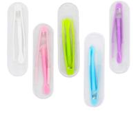 PurYupearl Juego de 5 compartimentos multicolor geométricos para lentes de contacto con aplicador de punta suave, cierre de cremallera, asa de correa, para usuarios de lentes de contacto