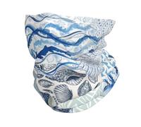 Pus De Pulpo Azul Polainas De Cuello Protección UV Cuello Pañuelo Lavable Bufanda Facial para Adulto Ciclismo Hombre 30X26Cm