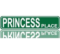 PuseTaer Señal de calle Princess Place, letrero de metal de calidad, letrero novedoso para casa de campo, garaje, decoración de pared, letrero de lata de 16 x 4 pulgadas