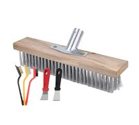 Push Broom Outdoor, Heavy-Duty Wire Broom Head, Metal Broom With Socket, Wooden Handle Broom, Garden Broom For Patio, Outdoor Cleaning Broom, Sturdy Push Broom, Concrete Broom For Outdoors
