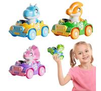 Push Car, Dinosaur Car - Press en de Dinosaurio y Go Car para niños pequeños | Touch and go Animal Vehicle Friction Game para niños, niñas, niños, Mayores de 3 años