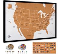 Push Pin USA - Mapa de viaje grande de 30 x 20 pulgadas con chinchetas de alta calidad, mapa para rastrear aventuras en Estados Unidos, regalo único para viajeros, parejas y familias