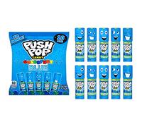 Push Pop Blue Colorfest - Bulk Valentine’s Candy - 10 Count Individually Wrapped Raspberry Lollipops - Blue Valentine’s Day Candy For Kids - Fun Candy for Birthdays, Party Favors, and Gifts