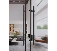 Push Pull Door Handle,Thickened Stainless Steel Door Pulls for Metal Door Glass Door Tempered Door Wooden Door, Modern and Simple (Color : Black#1, Size : Length 80cm(31.