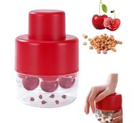 Push Type Cherries Corer Multiple, Creativity Cherry Pitter Tool, Cherry Pit Remover, Kitchen Cherry Jam 7 Holes Multi Pitter Tool for Multiple Cherries Seed Remover-Red
