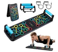 Push up Board flexiones herramientas, mango para Push Up, Push Up Board plegable, con 2 cuerdas de tracción, 41 posiciones combinadas, digital para ejercicios en casa y en el gimnasio.