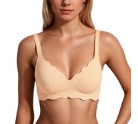 Push Up Bralette Mujer Sin Aros - Sujetador para Mujer Fuerte Sujeción Sin Costuras Bustier Con Cuello de Pico Profundo Clásico Suave Sujetador Skiny Bra Cómodo Sujetador para Mujer Sujetador