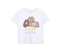 Pusheen Big Girls Camiseta Blanca de Manga Corta | Pizza Purrty Cat Design | Adorable mercancía Cómodo y Elegante Amantes de los Gatos