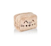 Pusheen Bolsa de Maquillaje esponjosa para Mujer | Mujer de Todo Tipo de Piel con Logotipo Bordado en Color Canela | Bolsa de Almacenamiento de cosméticos con Cremallera con Logotipo clásico