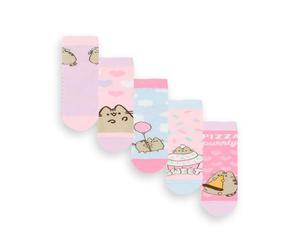 Pusheen Calcetines para niñas, paquete de 5 | Calzado con gráfico de gato lindo multicolor para niños | Juego de calcetines cómodos Kitten Snack Attack | Regalo de mercancía de la serie Cartoon Cat