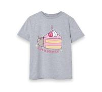Pusheen Camiseta Fiesta Niñas | Las señoras jóvenes Permiten la Camiseta gráfica del Pastel de cumpleaños de Pawty | Cute Kitty Top de Manga Corta Ropa Ligera para Gatos de Internet