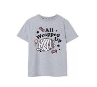 Pusheen Girls Camiseta Gris de Manga Corta | All Wrapped Up - Una Camiseta de Halloween para jóvenes Fans | Asustarse con Pusheen - 11-12 años
