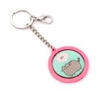 Pusheen Llavero colgante Hi & Bye giratorio rosa y azul plateado aleación de zinc