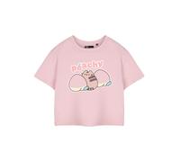 Pusheen Mujer Camiseta Corta Rosa con gráfico de Manga Corta | Camiseta Peachy de Dibujos Animados de Gato | Linda Ropa para Gatos de Internet | Mercancía Elegante de Peach Mujeres