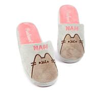 Pusheen Pantuflas para mujer | Diseño de gato de peluche gris o marrón para adultos y adolescentes | Zapatillas de estar por casa con dibujos de animales de anime