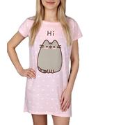 Pusheen Pink, camisa de dormir de algodón con lunares para mujer M