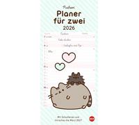 Pusheen Planer für zwei 2026: Wandplaner für 2. Partnerkalender mit 2 Spalten. Terminkalender mit der niedlichen Cartoon-Katze. Wandkalender für 2 Personen.