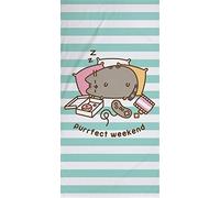 Pusheen Purrfect Weekend - Toalla de baño (75 x 150 cm, 100 % algodón, calidad aterciopelada, toalla de playa, sauna, diseño de gato dulce, pasaporte de gato)