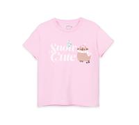 Pusheen Rosado Snow Cute Camiseta de manga corta Chicas