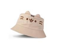 Pusheen Sombrero de Pescador Beige para niñas Cat | Diseño de Cara novedoso con Orejas 3D | Accesorios Lindos de Dibujos Animados | Gorros Face para niños | Sombrero Divertido de Verano