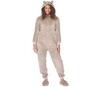 Pusheen the Cat Onesie Mujer | Pijama Swimty Brown All In One para Damas | Gato de Dibujos Animados con Orejas 3D Tail Character Loungewear | Pusheen Merchandise Regalos