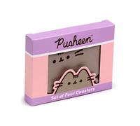 Puckator Pusheen - Juego de 4 posavasos de corcho con forma de gato - Posavasos de madera para mesa de pub y bebidas, manteles individuales - Accesorios para cueva de hombre de bar para el hogar