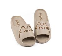 Pusheen The Cat Sliders Damas | Sandalias marrones marrones de dibujos animados para mujer Tabby Cat Character | Beachwear Summer Swimwear Calzado Zapatos
