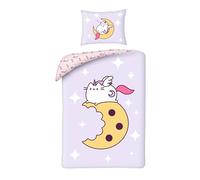 Pusheen Unicornio Galleta Luna Funda Nórdica Cama 90 140x200 + Funda Almoh | Ropa de cama reversible | Microfibra ultra suave Oeko-Tex | Licencia oficial | Niña & adolescente | Regalo | Idea regalo
