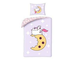 Pusheen Unicornio Galleta Luna Funda Nórdica Cama 90 140x200 + Funda Almoh | Ropa de cama reversible | Microfibra ultra suave Oeko-Tex | Licencia oficial | Niña & adolescente | Regalo | Idea regalo