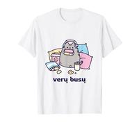 Pusheen Very Busy Gaming Camiseta Camiseta, Hombre, Blanco, M