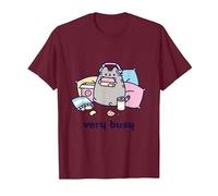 Pusheen Very Busy Gaming Camiseta Camiseta, Hombre, Granate, XXL