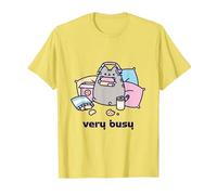 Pusheen Very Busy Gaming Camiseta Camiseta, Hombre, Limón, L