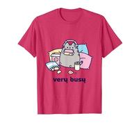 Pusheen Very Busy Gaming Camiseta Camiseta, Hombre, Rojo Jaspeado, XL
