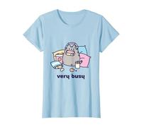 Pusheen Very Busy Gaming Camiseta Camiseta, Mujer, Azul Bebé, M