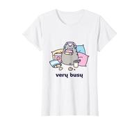 Pusheen Very Busy Gaming Camiseta Camiseta, Mujer, Blanco, XXL