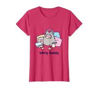 Pusheen Very Busy Gaming Camiseta Camiseta, Mujer, Rojo Jaspeado, 3XL