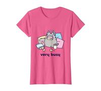Pusheen Very Busy Gaming Camiseta Camiseta, Mujer, Rosa Jaspeado, M