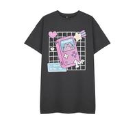 Pusheen Vestido de camiseta para mujer, color carbón, conjunto gráfico de Gameboy de manga corta, bonito vestido casual con estampado de gato para mujer, ropa cómoda para el día, gris, L