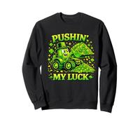 Pushin' My Luck Shamrock Tractor St Patricks Day Sudadera