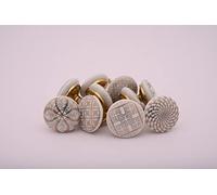 PUSHPACRAFTS Xfer 002 - Juego de 10 pomos de cerámica con diseño de flores, color dorado y blanco, color crema