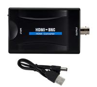 PUSOKEI Adaptador Convertidor HDMI a BNC, NTSC/PAL a BNC (480i/576i) CVBS, Vídeo Digital HD en Conector Coaxial Hembra Caja Compuesta con Salida de Audio de 3,5 Mm