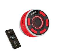 PUSOKEI Altavoz de Ducha Bluetooth con Sonido Estéreo HD de 360°, Altavoz Inalámbrico Impermeable IPX6 con Luces RGB, Ventosa y Micrófono, Pantalla LED Pequeña Radio de Ducha (Rojo)