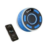 PUSOKEI Altavoz de Ducha Bluetooth con Sonido Estéreo HD de 360°, Altavoz Inalámbrico Impermeable IPX6 con Luces RGB, Ventosa y Micrófono, Pantalla LED Pequeña Radio de Ducha (Blue)