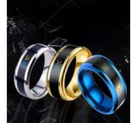 PUSOKEI Anillo de Humor de Acero con Pantalla Inteligente, Material Duro y Duradero, Accesorio Llamativo para Ropa - Color Acero (Black #48)