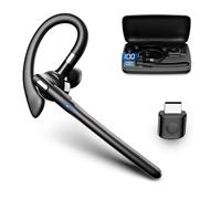 PUSOKEI Auriculares Bluetooth V6.1, Auricular Inalámbrico con Micrófono con Cancelación de Ruido, Estuche de Carga de 500 MAh, Dongle USB y Tecla de Silencio, Tiempo de Conversaci