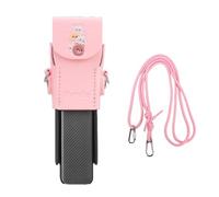 PUSOKEI Caja de Cuero de Cámara para Pockets 3, Cámara Protectora Que Lleva Cubierta de Bolsa con Cierre Magnético y Correa para el Hombro (Pink)