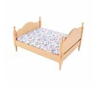 PUSOKEI Cama de Casa de Muñecas en Miniatura de Estilo Europeo |Cama Clásica de Madera a Escala 1:12 para Decoración de Dormitorio (Madera Natural)