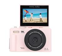 PUSOKEI Cámara Digital de 5k 75MP, Cámara de Video WiFi Vlog con Zoom Digital de 18x, Pantalla de Flip de 3 "180 °, Enfoque Automático, Fotografía de Macro, Luz LED de Relleno, HD